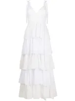 Wandering Embroidered Frilled Maxi Dress In White