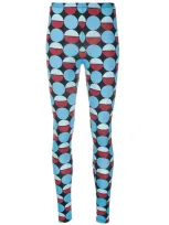 La Doublej Geometric Print Stretch Leggings In Sfere Azzurro