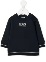 Hugo Boss Babies' Striped Logo-print Sweatshirt In Navy