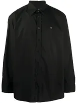 Raf Simons Embroidered Logo Buttoned Shirt In Black