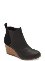 Toms Kelsey Womens Leather Ankle Booties In Black Leather