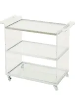 Noble House Yves Acrylic Bar Trolley With Glass Shelves