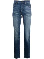 Pt01 Distressed Slim-fit Jeans In Blue