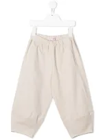 Il Gufo Kids' Elasticated-waist Straight Trousers In Neutrals