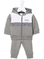 Hugo Boss Babies' Colour Block Tracksuit Set In Grey