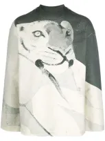 Kenzo Artistic Tiger Print Sweatshirt In Neutrals