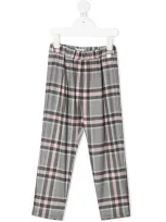 Il Gufo Kids' Check Pattern Trousers In Grey