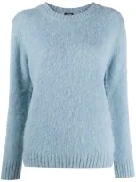 Aspesi Long Sleeve Wool Sweater In Blue