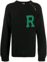 Raf Simons Embroidered Logo Crew Neck Jumper In Black