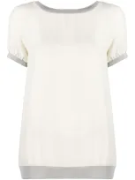 Hugo Boss Shortsleeved Silk Top In Neutrals