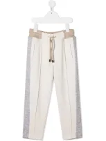 Brunello Cucinelli Kids' Colour-block Panel Trousers In Neutrals