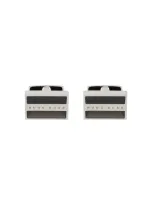 Hugo Boss Rectangular Contrast-core Cufflinks In Silver