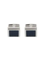 Hugo Boss Square Contrast-core Cufflinks In Silver