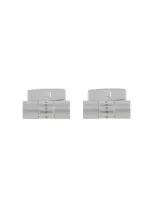 Hugo Boss Cylindrical Logo-debossed Cufflinks In Silver