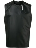 Raf Simons Zip-front Sleeveless Shirt In Black