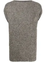 Raf Simons Sleeveless Knitted Jumper In Grey