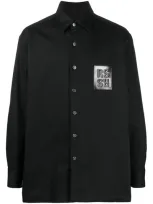 Raf Simons Logo-patch Twill Shirt In Black