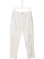 Brunello Cucinelli Teen Herringbone Combat Trousers In White