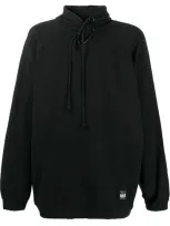 Raf Simons Safety-pin Distressed Cotton Hooded Sweatshirt In Black