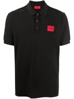 Hugo Logo-patch Polo Shirt In Black