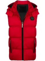 Philipp Plein Puffer Gilet In Red