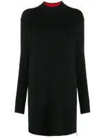 Hugo Fine Knit Dress With Zip Detail In Black