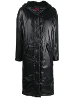 Hugo Oversize Logo Print Trench Coat In Black