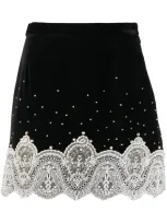 Wandering Lace-trim A-line Skirt In Black