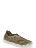 Ilse Jacobsen Tulip 139 Perforated Slip-on Sneaker In Army Fabric