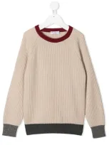 Brunello Cucinelli Ribbed Knit Jumper In Neutrals