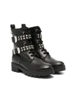 Philipp Plein Kids' Side-buckle Ankle Boots In Black