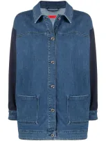 Hugo Contrast-panel Denim Jacket In Blue