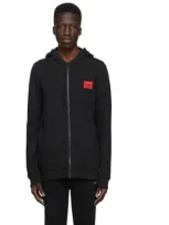 Hugo Black Zip-through Hoodie