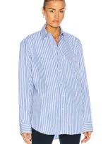 Wardrobe.nyc Pinstriped Cotton Shirt In Blue