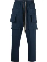 Rick Owens Drkshdw Ribbed Cotton Track Pants In Blue