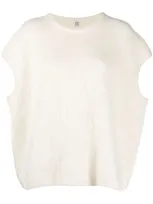 Totême Sleeveless Brushed Knitted Top In White