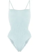 Hunza G + Net Sustain Pamela Seersucker Swimsuit In Sky Blue