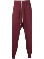 Rick Owens Drkshdw Drop-crotch Cotton Track Pants In Red