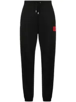 Hugo Logo-patch Cotton Joggers In Black