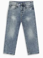 R13 Bleached Cropped Jeans In Blue