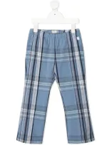 Il Gufo Kids' Checked Drawstring Trousers In Blue