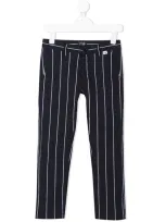 Il Gufo Kids' Cotton Pinstripe Trousers In Blue