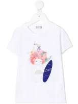 Il Gufo Kids' Cartoon-print Cotton T-shirt In White