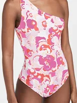 La Doublej Goddess Floral Asymmetric Swimsuit In Peonia Rosa