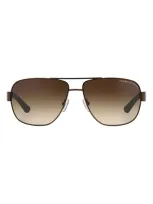 Armani Exchange Ax  64mm Oversize Aviator Sunglasses In Dk Brown