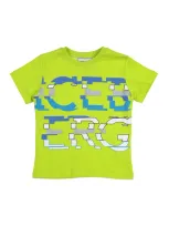 Iceberg Kids' Pixelated Logo T-shirt In Acid Green