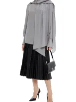 Joseph Bose Draped Silk Crepe De Chine Blouse In Gray