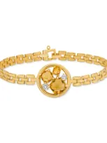 Macy's Citrine (3-1/5 Ct. T.w.) & White Topaz (1/8 Ct. T.w.) Panther Link Bracelet In 14k Gold-plated Sterl