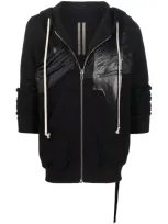 Rick Owens Drkshdw Pleated-patchwork Zipped Hoodie In Black