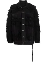 Rick Owens Drkshdw Black Denim Jumbo Destroyed Worker Jacket In 09 Black